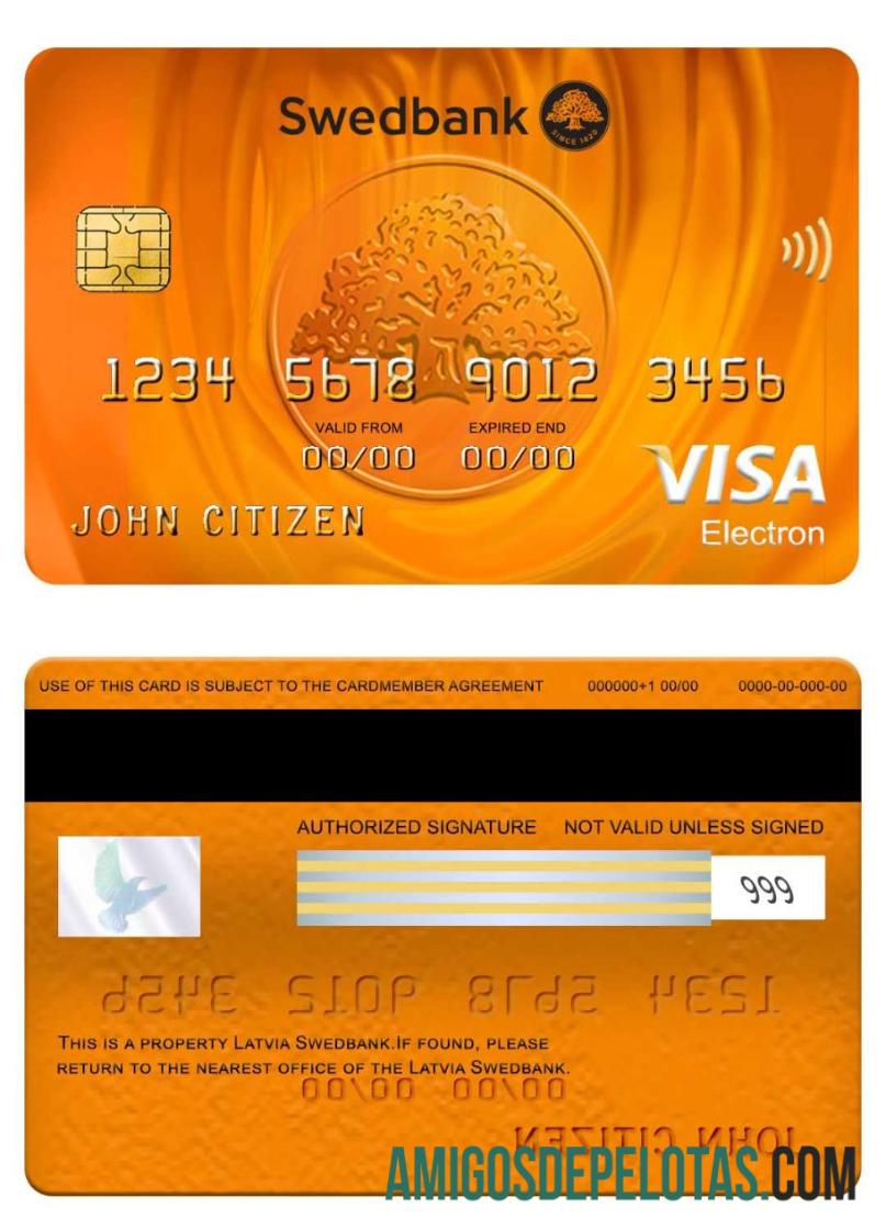 Latvia Swedbank Visa Electron Card sample